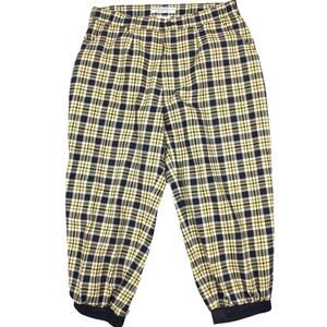 Golf Knickers Plaid Yellow Navy Mens Size 36 Cotton Knee Length Golfknickers.com